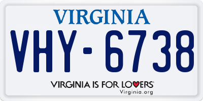 VA license plate VHY6738