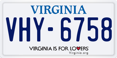 VA license plate VHY6758