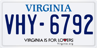 VA license plate VHY6792