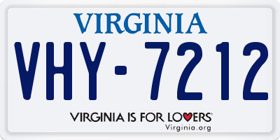 VA license plate VHY7212