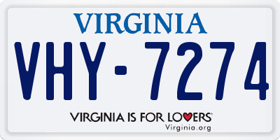 VA license plate VHY7274