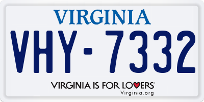VA license plate VHY7332