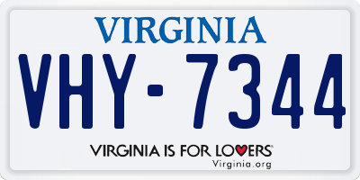 VA license plate VHY7344