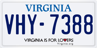 VA license plate VHY7388