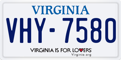 VA license plate VHY7580