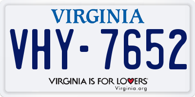 VA license plate VHY7652