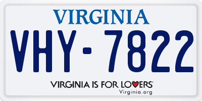 VA license plate VHY7822