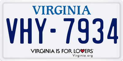 VA license plate VHY7934