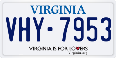 VA license plate VHY7953
