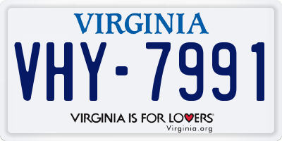 VA license plate VHY7991