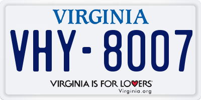 VA license plate VHY8007