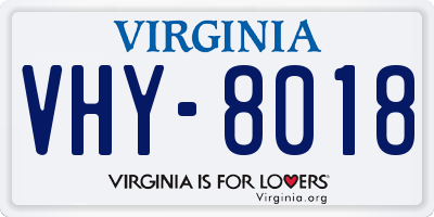 VA license plate VHY8018