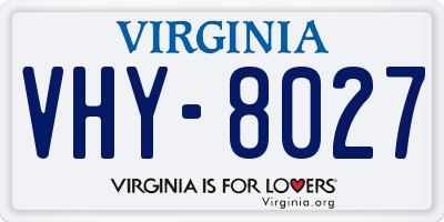 VA license plate VHY8027
