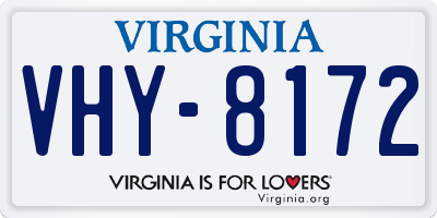 VA license plate VHY8172
