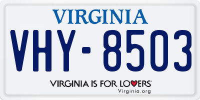 VA license plate VHY8503