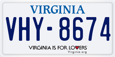 VA license plate VHY8674