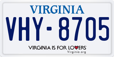 VA license plate VHY8705