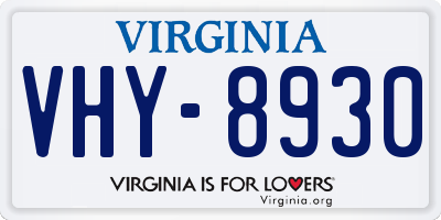 VA license plate VHY8930