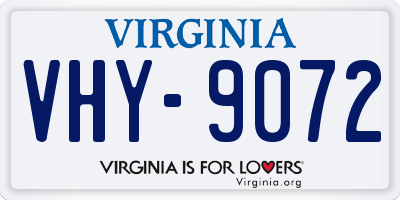 VA license plate VHY9072