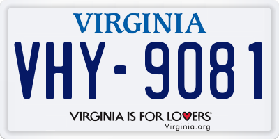 VA license plate VHY9081
