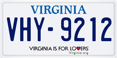 VA license plate VHY9212