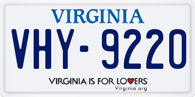 VA license plate VHY9220