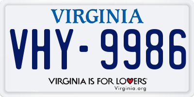 VA license plate VHY9986