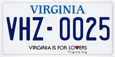 VA license plate VHZ0025