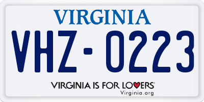 VA license plate VHZ0223