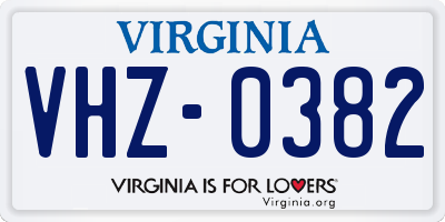 VA license plate VHZ0382