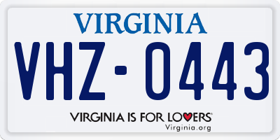 VA license plate VHZ0443