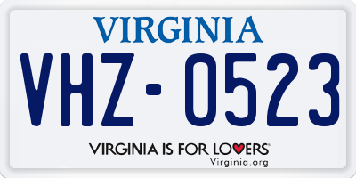 VA license plate VHZ0523