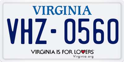 VA license plate VHZ0560