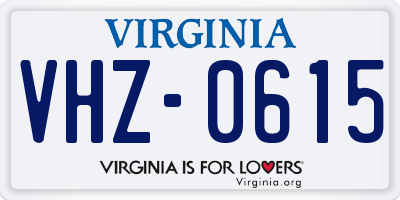 VA license plate VHZ0615