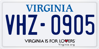 VA license plate VHZ0905