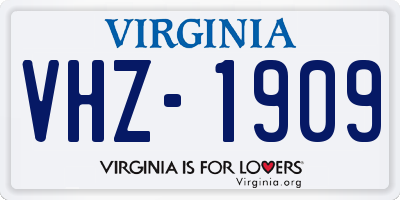 VA license plate VHZ1909