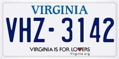 VA license plate VHZ3142
