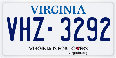 VA license plate VHZ3292