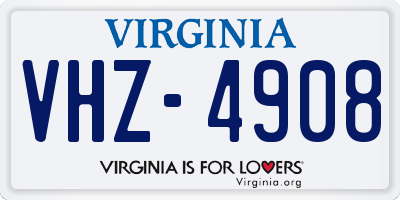 VA license plate VHZ4908