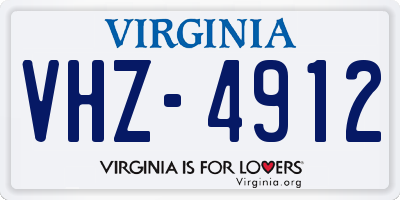 VA license plate VHZ4912