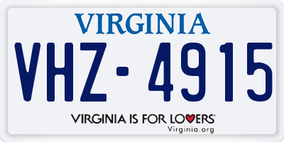 VA license plate VHZ4915