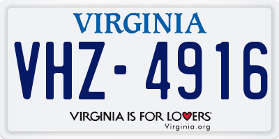VA license plate VHZ4916