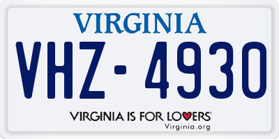 VA license plate VHZ4930