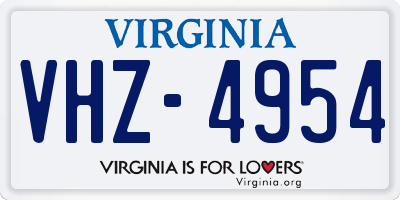 VA license plate VHZ4954
