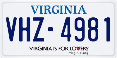 VA license plate VHZ4981