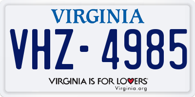 VA license plate VHZ4985