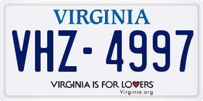 VA license plate VHZ4997