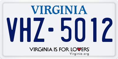 VA license plate VHZ5012