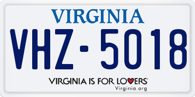 VA license plate VHZ5018