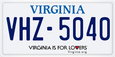 VA license plate VHZ5040